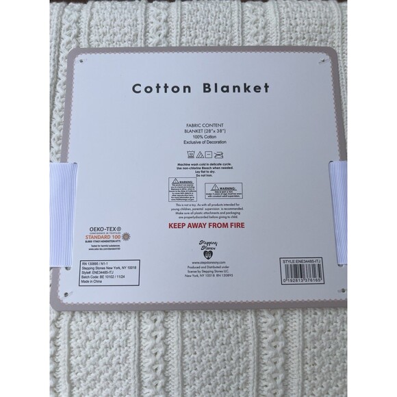 Bonbini Cotton Knit Baby Blanket Cream Ivory Infant Gender Neutral Pretty Gift - Picture 6 of 6